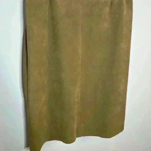 Vintage Ultra Suede Skirt Womens 16 Tan‎ Zip Pleats Midi Corpcore Classic - Picture 3 of 11
